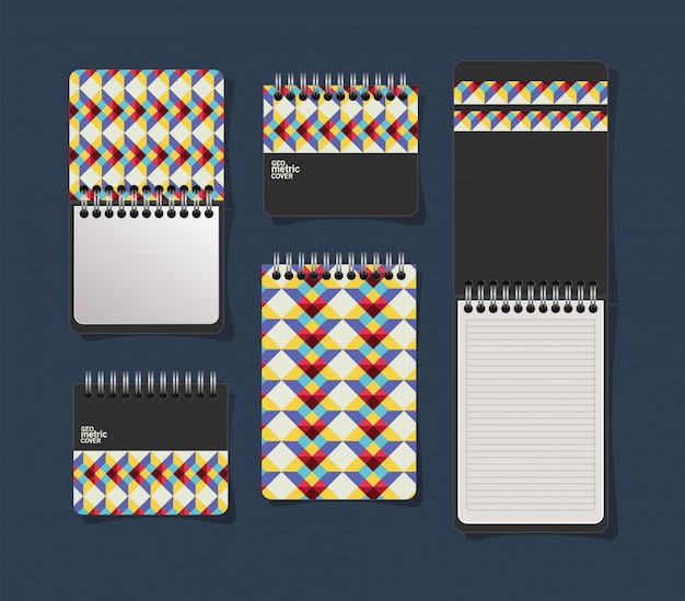 Vector cuadernos de tapa geométrica