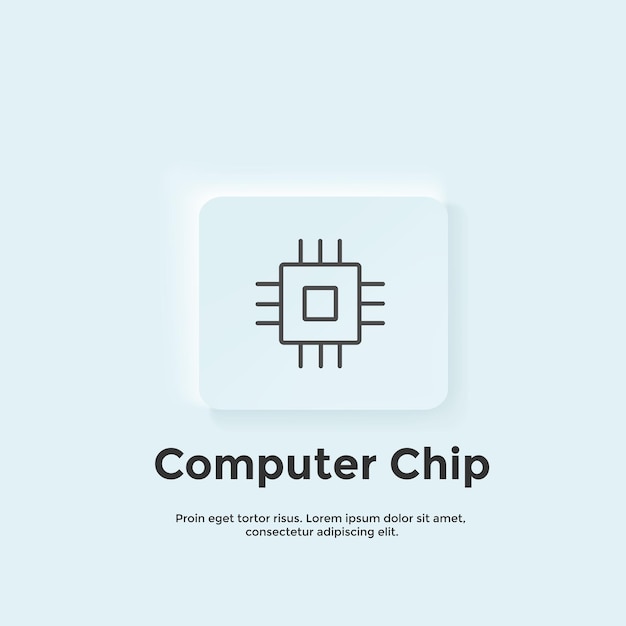 Un cuadrado azul con un ícono cuadrado que dice chip de computadora.