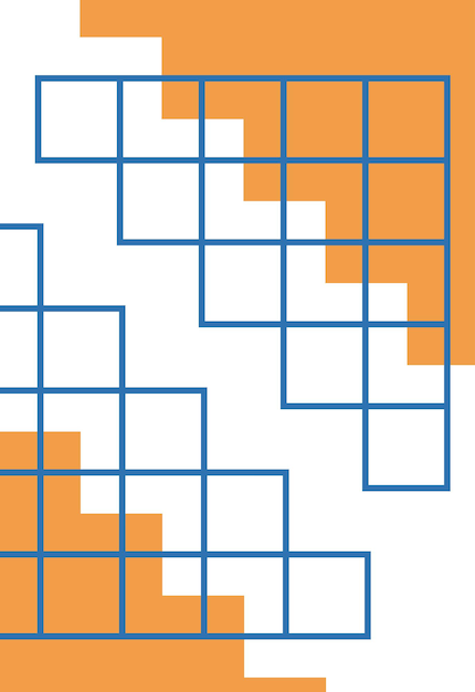 Vector un cuadrado azul y naranja con líneas naranjas y el fondo naranja