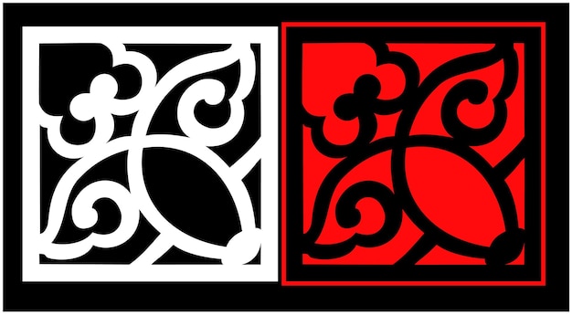 Un cuadrado blanco y negro con un patrón rojo y negro que dice 'Soy un. '