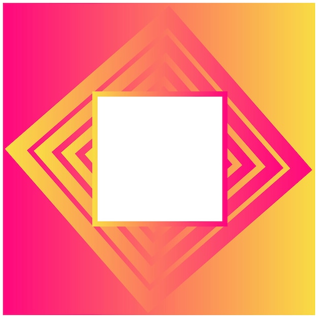 un cuadrado colorido con un fondo amarillo y rosa con un cuadrado en el medio