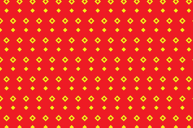 Cuadrado de edredón pequeño amarillo o patrón de lunares de diamantes Mini rombos sobre un vector de fondo rojo