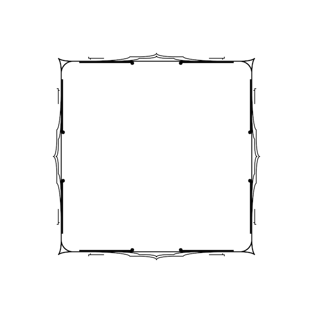 Cuadrado de línea simple negro abstracto con hoja hojas marco flores Doodle contorno elemento Vector