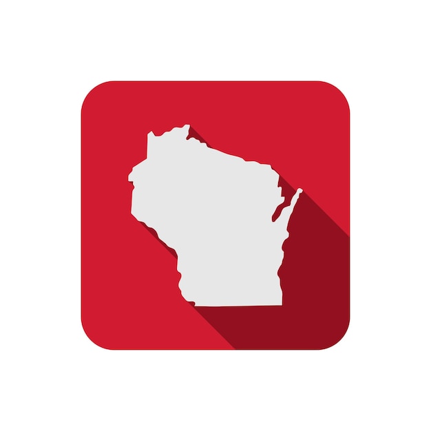 Cuadrado del mapa del estado de Wisconsin con una larga sombra