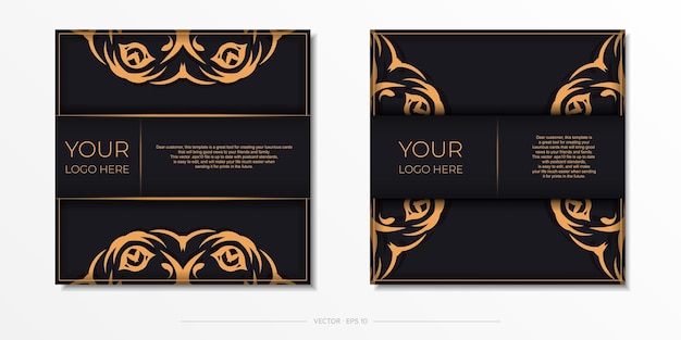 Cuadrado Prepare postales en color oscuro con ornamento abstracto Plantilla vectorial para imprimir tarjetas de invitación de diseño con patrones antiguos
