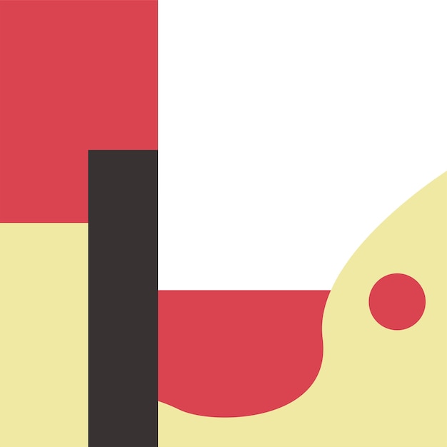 Un cuadrado rojo y amarillo con un círculo negro en la parte inferior.
