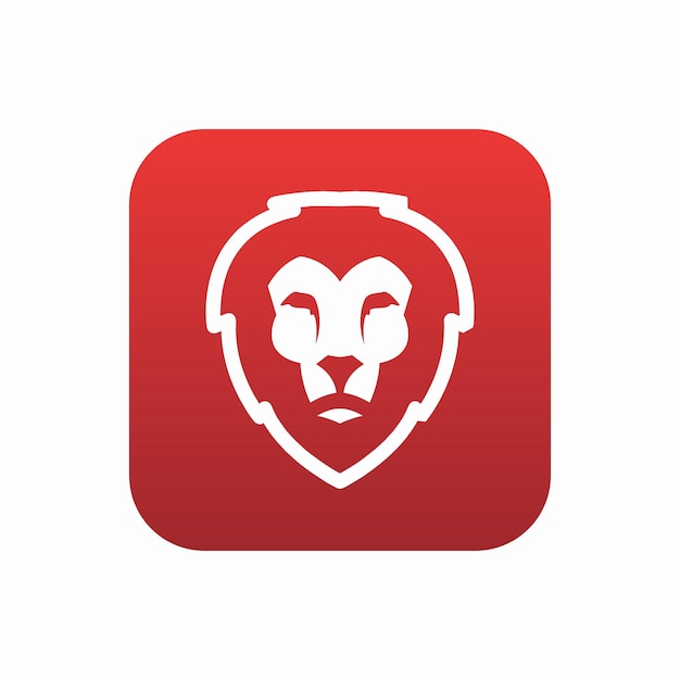 Un cuadrado rojo con una cabeza de león.