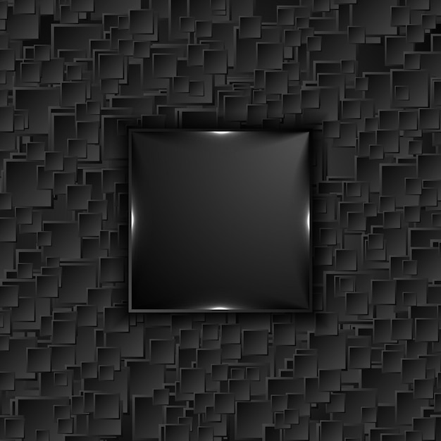 Vector cuadrado de tecnología negra con fondo abstracto de luces brillantes