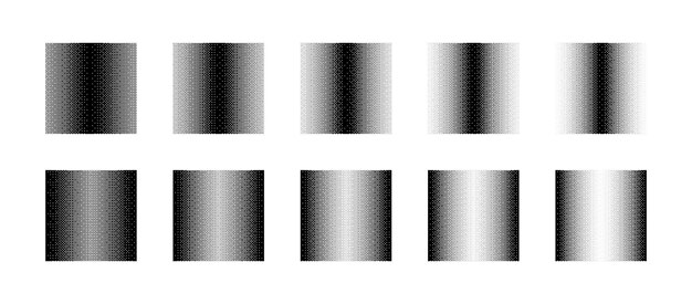 Cuadrados con densidad diversa de gradiente de variación de mapa de bits aislados en blanco
