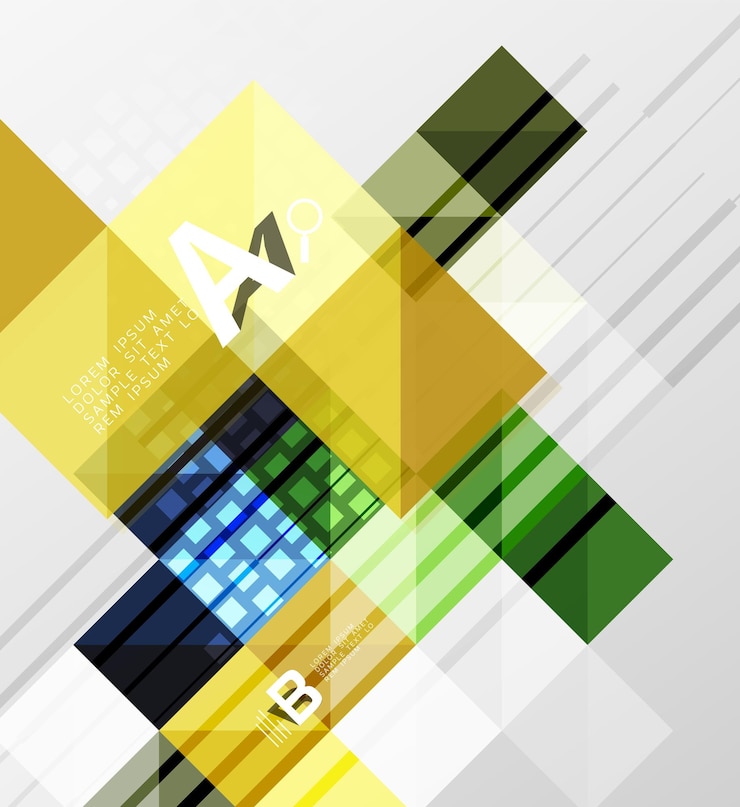 Vector cuadrados de fondo abstracto geométrico moderno con texto de muestra de infografía
