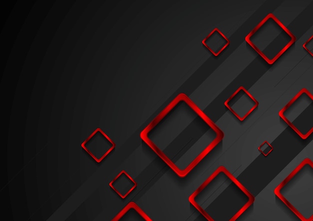 Cuadrados de metal rojo brillante sobre fondo negro