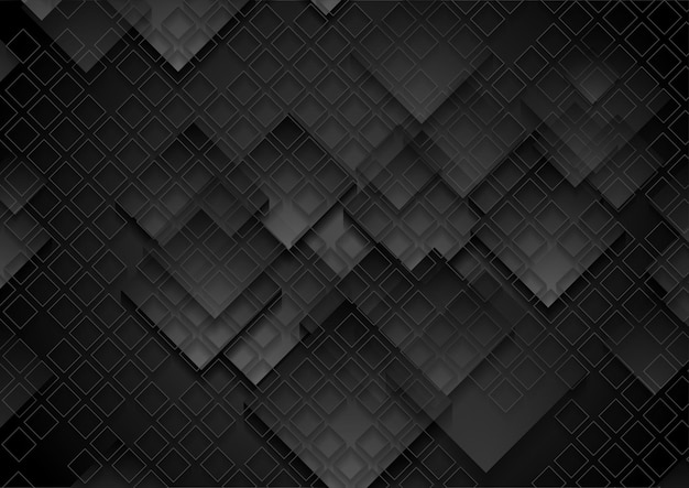 Cuadrados negros y fondo geométrico abstracto de cuadrícula