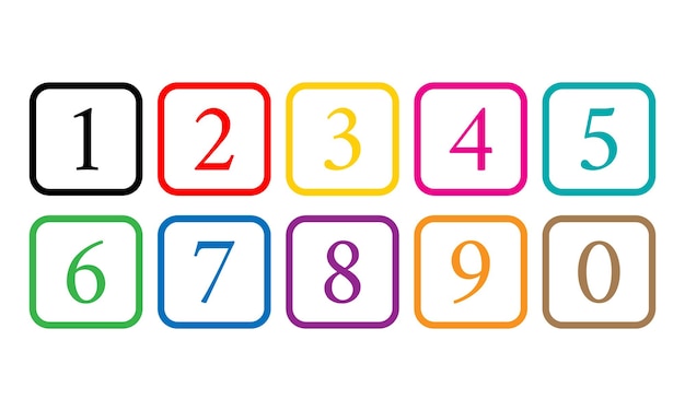 Cuadrados numerados de colores para la educación y el conteo