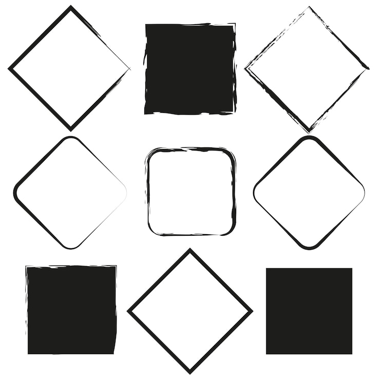 Vector cuadrados de pincel vintage. textura de pincel de acuarela. ilustración vectorial