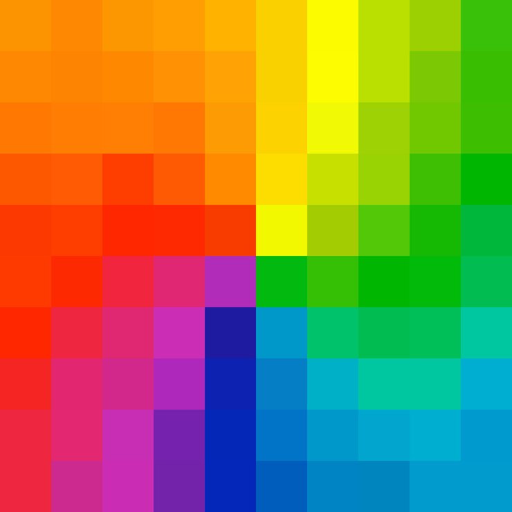 Los cuadrados pixelados del espectro del arco iris de moda