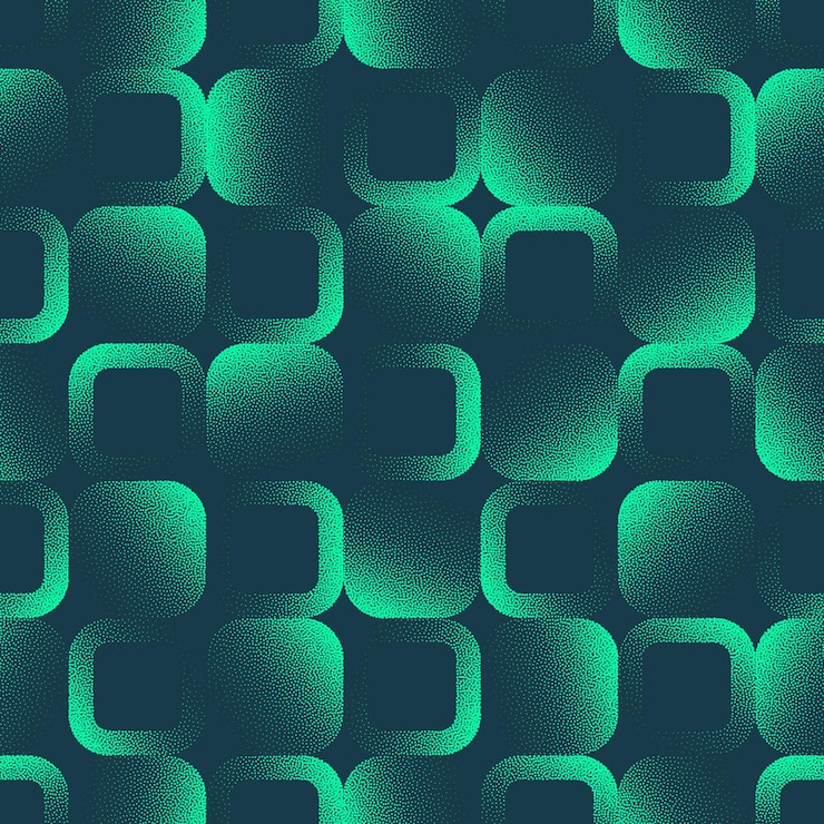 Vector cuadrados redondeados desvanecidos patrón sin costuras vector de moda vivo abstracción turquesa