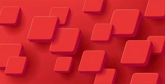 Cuadrados de volumen rojo que crean una textura dinámica estilo de renderizado 3d Ilustración vectorial