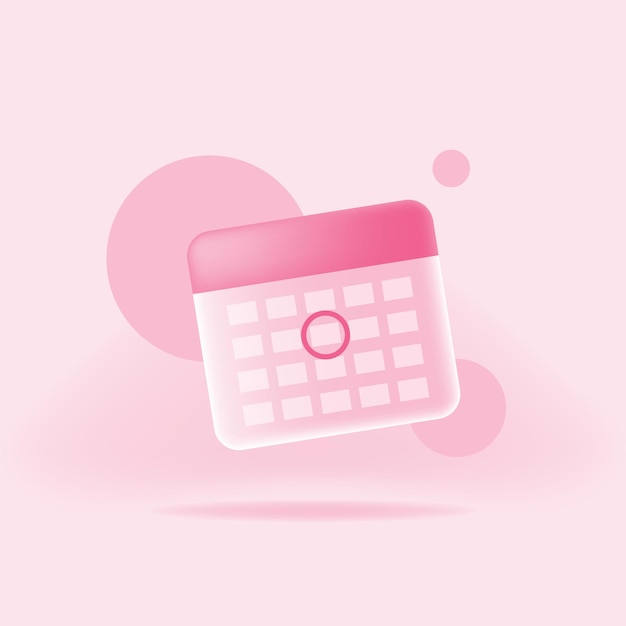 Cuadrícula de calendario 3d rosa con concepto de días de cuenta regresiva de días marcados en círculo