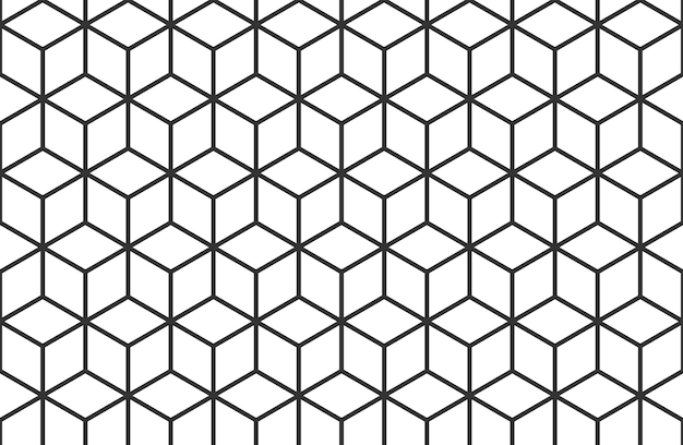 Vector cuadrícula de cubo isométrico patrón sin costuras cuadrícula isométrica de línea con trazos editables textura de hexágono cúbico fondo de malla de rombo patrón cuadrado geométrico ilustración vectorial sobre fondo blanco