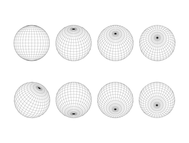 Vector cuadrícula de esfera 3d grupo de formas geométricas redondas