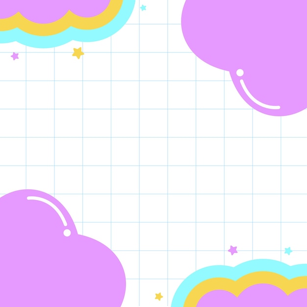 una cuadrícula de papel de pared con nubes y corazones