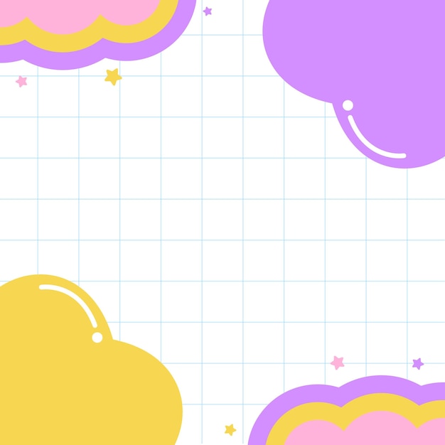 una cuadrícula de papel de pared con nubes y corazones