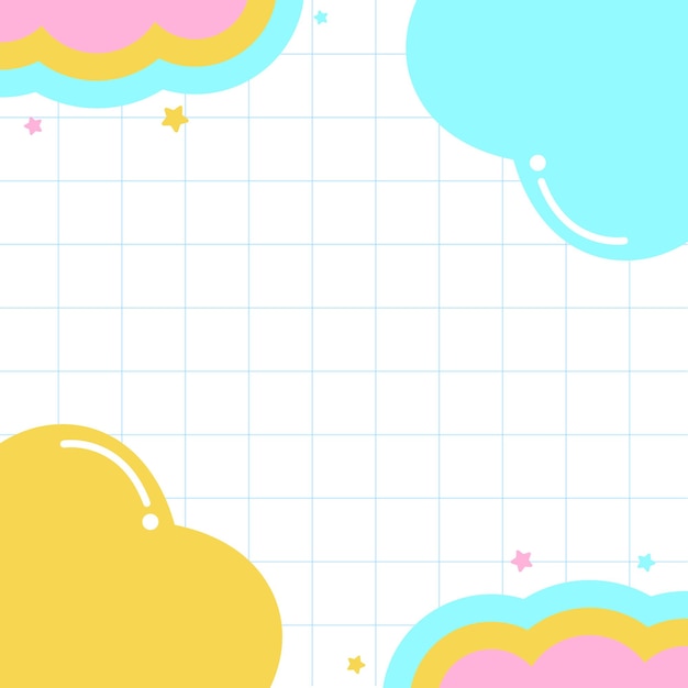 una cuadrícula de papel de pared con nubes y corazones