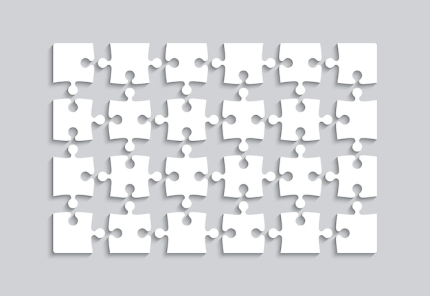 Cuadrícula de rompecabezas de 20 piezas Esquema de rompecabezas Ilustración vectorial