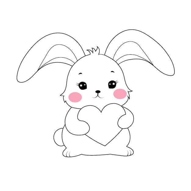 Un cuadro adorable de un conejo en forma vectorial