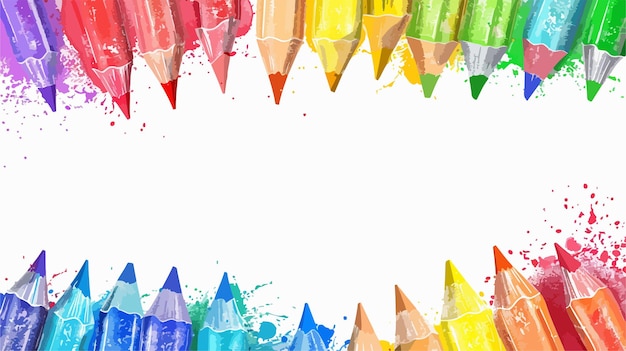 Cuadro de arco iris de explosión de polvo de lápiz de colores sobre un fondo transparente