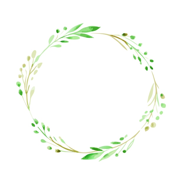 Cuadro botánico de la corona del círculo de la vegetación de la acuarela