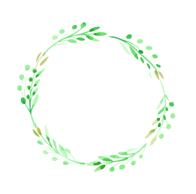 Cuadro botánico de la corona del círculo de la vegetación de la acuarela