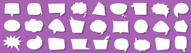 Cuadro de burbujas de discurso Conjunto de marcos de chat Iconos de burbujas de discurso cómico Formas de nubes de diálogo de dibujos animados Conjunto de burbujas de discurso
