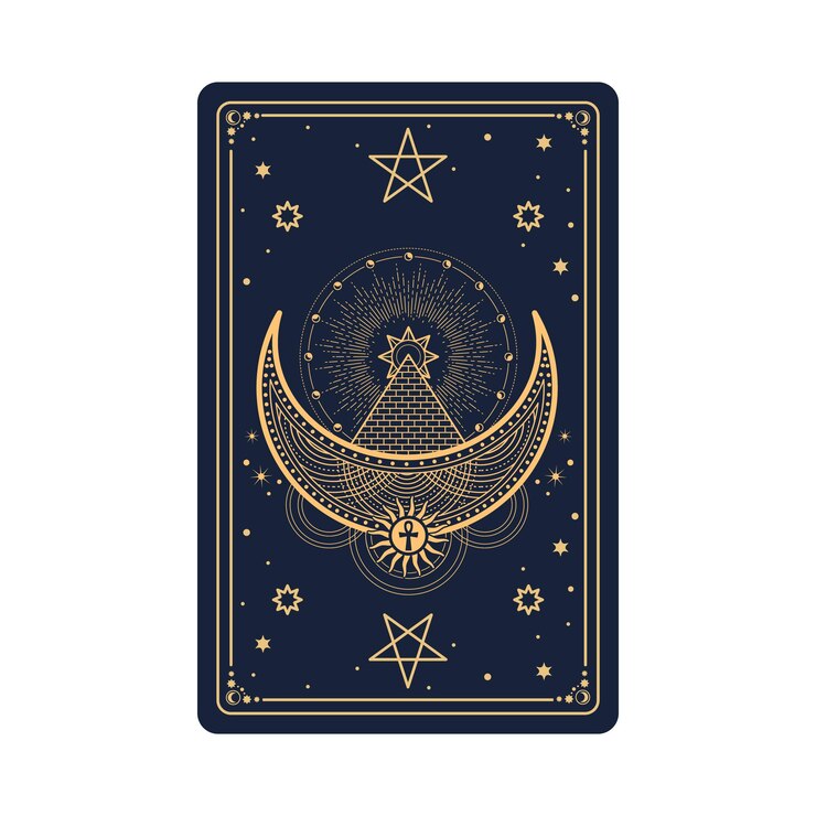 Vector cuadro celeste cuadrado con bordes de oro místico luna y estrellas vector tarot cartas astrología y