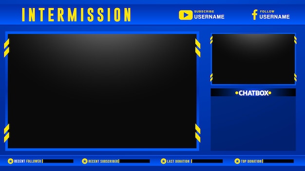 Cuadro de chat de banner de fondo de intervalo de juego azul claro para transmisor en vivo