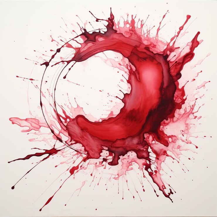 un cuadro de un círculo de pintura roja con un círculo De pintura roja