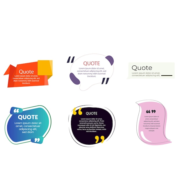 Cuadro de citas discurso de burbuja conjunto de colores retro vintage colección de plantillas vectoriales premium