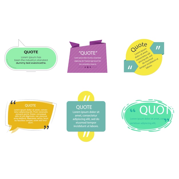 Cuadro de citas discurso de burbuja conjunto de colores retro vintage colección de plantillas vectoriales premium