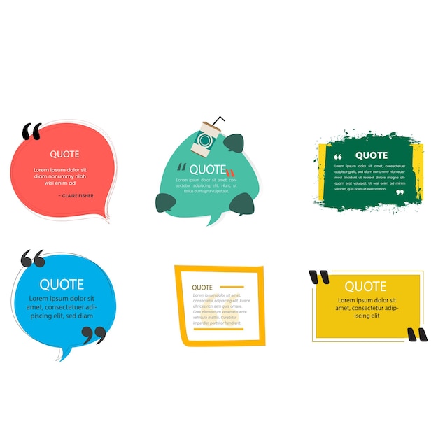 Cuadro de citas discurso de burbuja conjunto de colores retro vintage colección de plantillas vectoriales premium