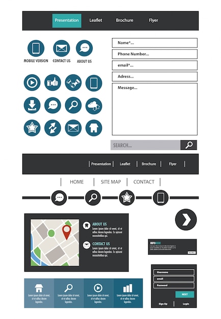 Vector cuadro de contacto de plantilla de sitio web