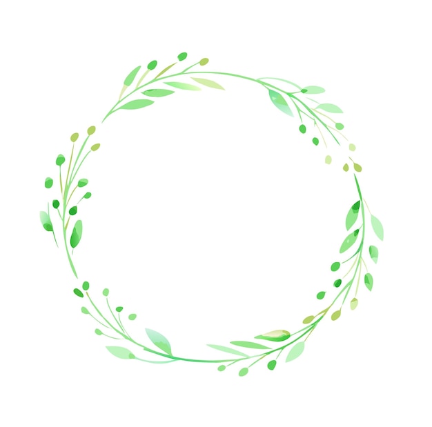 Cuadro de corona floral con acuarela verde y verdor