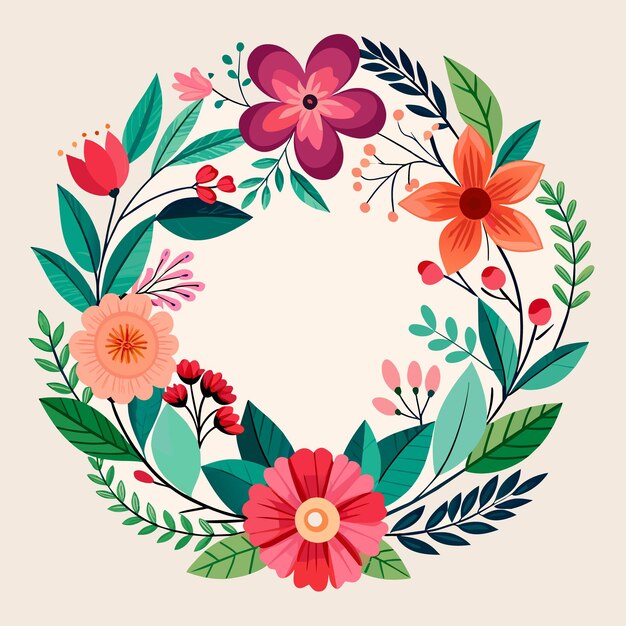 Cuadro de corona floral vectorial