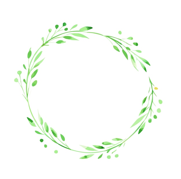 Cuadro de corona de vegetación verde acuarela