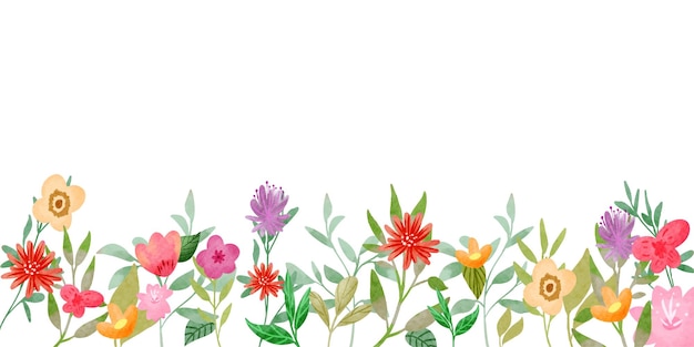 Cuadro sin costuras de flores silvestres en acuarela