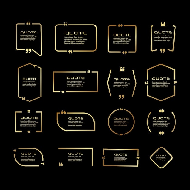 Cuadro de cotización conjunto grande Icono de cuadro de cotización Cuadros de cotización de mensajes de texto Fondo de pincel Grunge en blanco