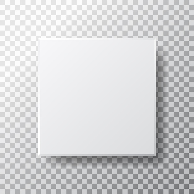 Vector cuadro cuadrado en blanco aislado. cuadro blanco realista con vista superior y sombra