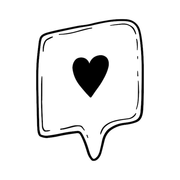 Cuadro de diálogo con corazón doodle lineal
