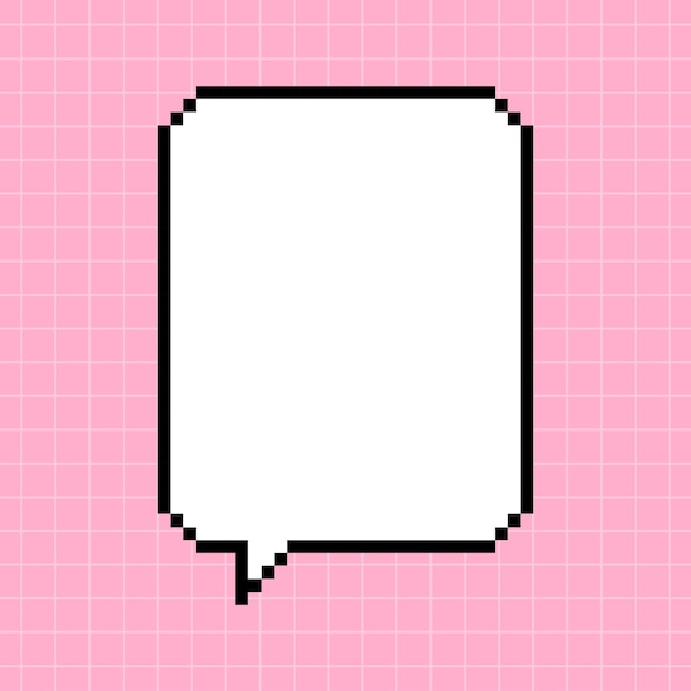 Cuadro de diálogo vertical rectangular de píxeles en un fondo a cuadros rosado Ilustración en el estilo