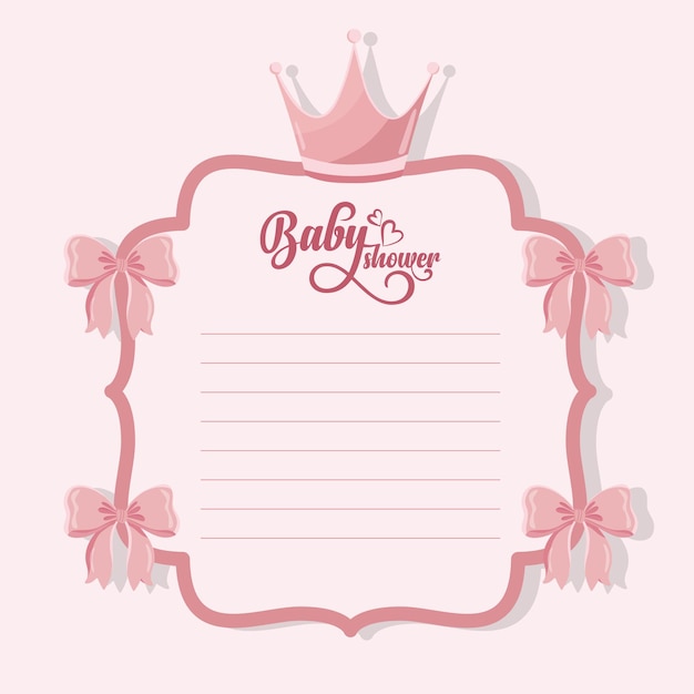 Cuadro de ducha de bebé rosa con arcos y corona de princesa Es una niña