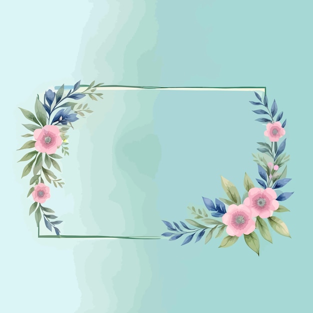 Cuadro de flores de acuarela para bodas y plantilla de invitación de agradecimiento con fondo abstracto